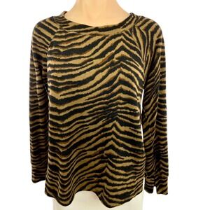 Sanctuary Pullover Sweater Size SP Brown & Black Long Sleeve Round Neck